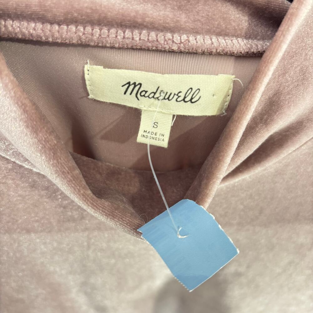 Madewell Women’s Velvet Mockneck Mini Shift Dress Frosty Mauve Small - Picture 4 of 5